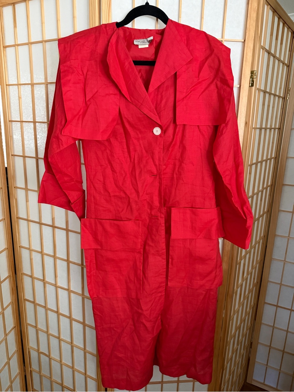 Vintage Red Lightweight Cotton Coat